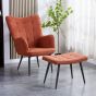 Roscside Copper Bouclé Armchair with Matching Footstool – Black Metal Legs by Shankar | Style Our Home