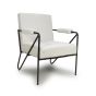 Sterlmore Natural Fabric Industrial Armchair – Black Metal Frame