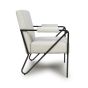 Sterlmore Natural Fabric Industrial Armchair – Black Metal Frame