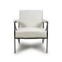 Sterlmore Natural Fabric Industrial Armchair – Black Metal Frame