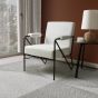 Sterlmore Natural Fabric Industrial Armchair – Black Metal Frame by Shankar | Style Our Home