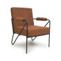 Sterlmore Burnt Orange Fabric Industrial Armchair – Black Metal Frame