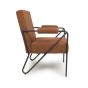 Sterlmore Burnt Orange Fabric Industrial Armchair – Black Metal Frame