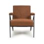 Sterlmore Burnt Orange Fabric Industrial Armchair – Black Metal Frame