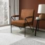 Sterlmore Burnt Orange Fabric Industrial Armchair – Black Metal Frame by Shankar | Style Our Home