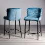 Cezanne - Petrol Blue Velvet Fabric Bar Stool with Black Legs (Pair) by Bentley Designs | Style Our Home