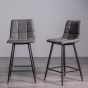 Mondrian - Dark Grey Faux Leather Bar Stool with Black Legs (Pair) by Bentley Designs | Style Our Home