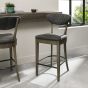 Ellipse Fumed Oak Upholstered Bar Stool - Dark Grey Fabric (Pair) by Bentley Designs | Style Our Home