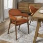 Camden Rustic Oak Upholstered Arm Chair in a Rust Velvet Fabric (Pair) by Bentley Designs | Style Our Home