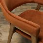 Camden Rustic Oak Upholstered Arm Chair in a Rust Velvet Fabric (Pair) by Bentley Designs | Style Our Home
