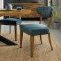 Ellipse Rustic Oak Upholstered Chair - Azure Velvet Fabric (Pair) by Bentley Designs | Style Our Home