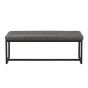 Marstport Grey Leather Look Cross Stitch Bench – Black Metal Frame