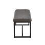 Marstport Grey Leather Look Cross Stitch Bench – Black Metal Frame