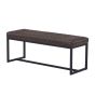 Marstport Brown Leather Look Cross Stitch Bench – Black Metal Frame