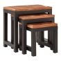 Artivora Set of Three Acacia Wood and Metal Nesting Tables