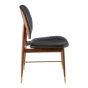 Kensora Black Leather and Walnut Wood Dining Chair