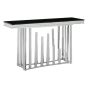 Elixara Silver Console Table with Black Glass Top