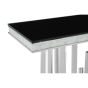Elixara Silver Console Table with Black Glass Top