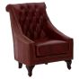 Victara Deep Red Leather Lounge Chair with Tufted Back by Prestige Designs | Style Our Home
