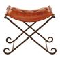 Bufvora Tan Leather And Iron Folding Stool