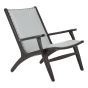 Kendara Grey Leather and Teak Wood Chair