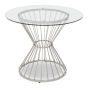 Anziora Hourglass Dining Table with Clear Glass and Silver Base