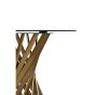 Anziora Black Glass And Gold Hourglass Base Dining Table