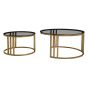 Alvora Set of 2 Gold Base and Glass Top Round Nesting Coffee Tables
