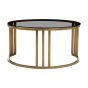 Alvora Set of 2 Gold Base and Glass Top Round Nesting Coffee Tables