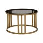 Alvora Set of 2 Gold Base and Glass Top Round Nesting Coffee Tables