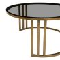 Alvora Set of 2 Gold Base and Glass Top Round Nesting Coffee Tables