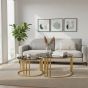 Alvora Set of 2 Gold Base and Glass Top Round Nesting Coffee Tables