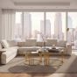 Alvora Set of 2 Gold Base and Glass Top Round Nesting Coffee Tables