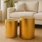Templexa Set of 2 Gold Finish Side Tables and Stools