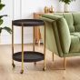 Cardivon Two Tier Black Faux Shagreen Tray Table Trolley