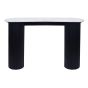 Waltara Travertine Top Console Table with Black Acacia Wood Legs by Prestige Designs | Style Our Home