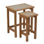 Womara Small Set Of 2 Wooden Side Tables With Cream Marble Tops