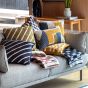 Quinnano Jacquard Cushion Ochre,Navy (Pair)