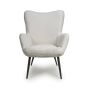 Ellingone White Chenille Effect Winged Armchair