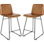 Robinson Brown Leather Bar Stool (a pair) by Libra | Style Our Home
