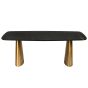 Caldera Solid Black Marble Dining Table on Brass Legs 200x90cm