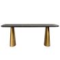 Caldera Solid Black Marble Dining Table on Brass Legs 200x90cm