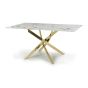 Vantaio White Marble Effect Glass Dining Table with Gold Base