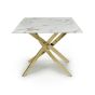 Vantaio White Marble Effect Glass Dining Table with Gold Base