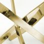 Vantaio White Marble Effect Glass Dining Table with Gold Base