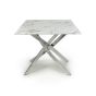 Vantaio White Marble Effect Glass Dining Table with Chrome Base