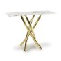 Rowen White Marble Effect Glass Console Table with Gold Base