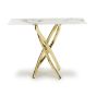 Rowen White Marble Effect Glass Console Table with Gold Base