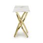 Rowen White Marble Effect Glass Console Table with Gold Base