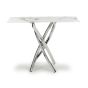 Rowen White Marble Effect Glass Console Table with Chrome Base